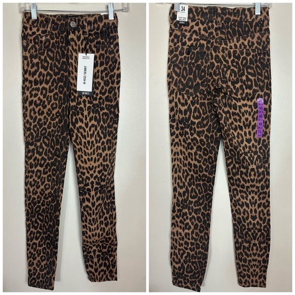 Zara High Rise Skinny Ankle Length Leopard Animal Print Denim Jeans 0327/221 - Picture 6 of 12